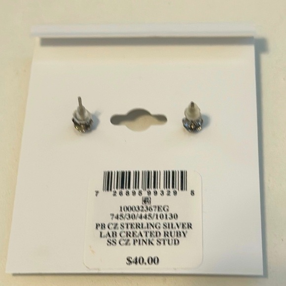 🎉 Sterling Silver Pink CZ Stud Earrings 🎉 - Picture 2 of 2